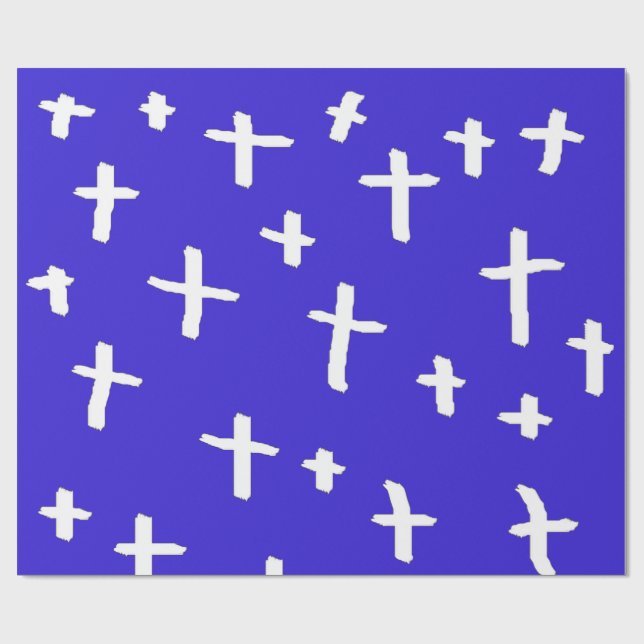 Papel De Regalo cruz azul blanca (Superficie plana)