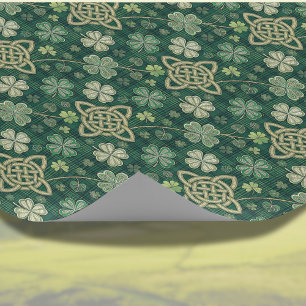 Papel De Regalo Cruz celta y trébol irlandés con aspecto vintage
