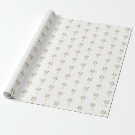 Papel De Regalo Cruz crema y gris para dedicación de bebé