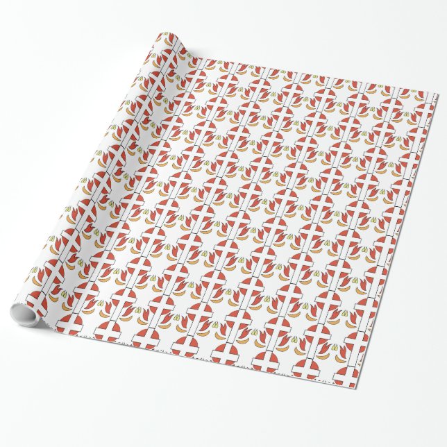 Papel De Regalo Cruz de confirmación y llamas (Desenrollado)