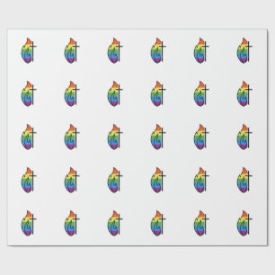 Papel De Regalo Cruz de llama arcoíris vintage diseño vectorial cr