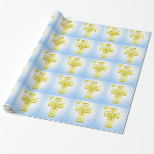 Papel De Regalo Cruz de oro del amor, de la esperanza y de la fe