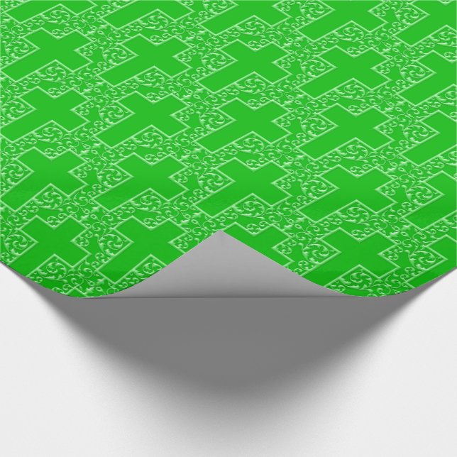 Papel De Regalo Cruz Ornate-13-Verde (Esquina)