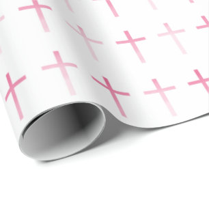 Papel De Regalo Cruz rosa de la comunión