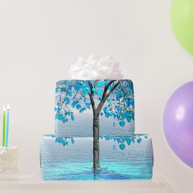 Papel De Regalo Crystal Blue Tree (Regalos de fiesta)