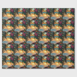 Papel De Regalo Cuaderno tropical de ondas de verano