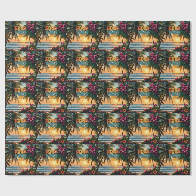 Papel De Regalo Cuaderno tropical de ondas de verano (Superficie plana)