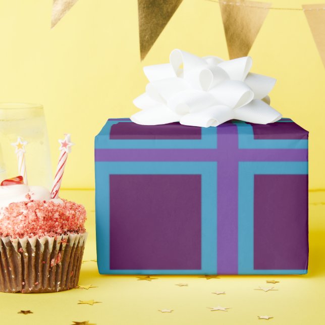 Papel De Regalo Cuadrado azul y púrpura (Fiesta de cumpleaños )