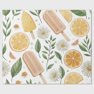 Papel de regalo cuadrado - Patrón de limón y marga