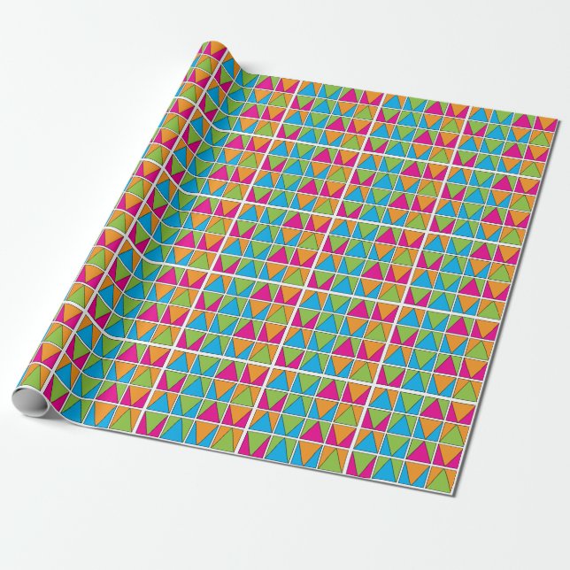 Papel De Regalo Cuadrado Triángulo Geométrico Colorido (Desenrollado)