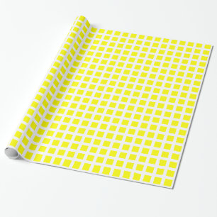 Papel De Regalo Cuadrados 02 - Amarillo sobre blanco