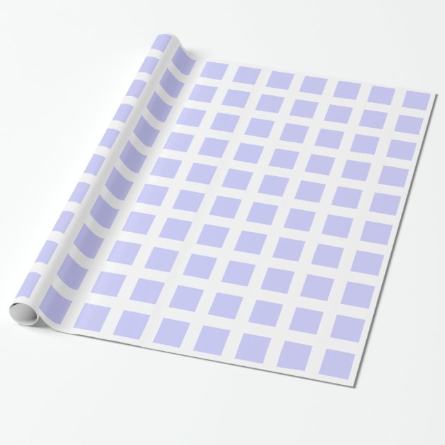 Papel De Regalo Cuadrados - Azul polvo sobre blanco (Desenrollado)