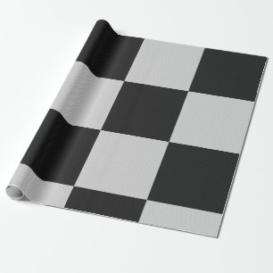 Papel De Regalo Cuadrados blancos y negros controlados o COLOR PER
