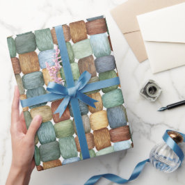 Papel De Regalo Cuadrados Cumpleaños Verde Marrón Azul Amarillo