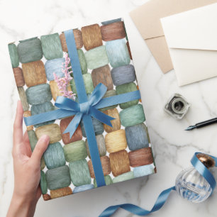 Papel De Regalo Cuadrados Cumpleaños Verde Marrón Azul Amarillo