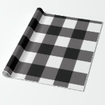 Papel De Regalo Cuadrados de búfalo de cuadros negros y blancos<br><div class="desc">papel de envoltura de personalizado</div>