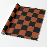 Papel De Regalo Cuadrados de búfalo negros y Naranjas controlados<br><div class="desc">papel de envoltura de personalizado</div>