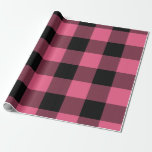 Papel De Regalo Cuadrados de búfalo rosados y negros<br><div class="desc">papel de envoltura de personalizado</div>