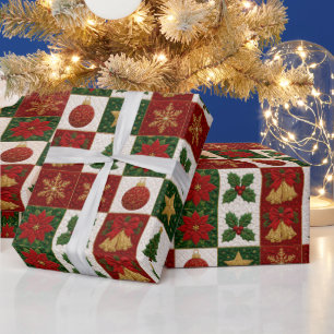 Papel De Regalo Cuadrados de Colcha de Navidad
