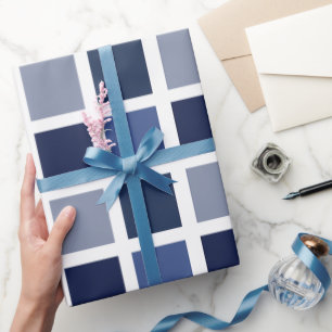 Papel De Regalo Cuadrados de color azul a cuadros