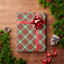 Papel De Regalo Cuadrados de cuadros rojos verdes y blancos oscuro