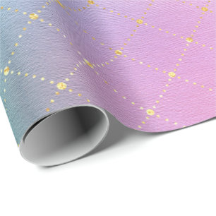 Papel De Regalo Cuadrados de la Casa de Ombre de color rosa Aqua P