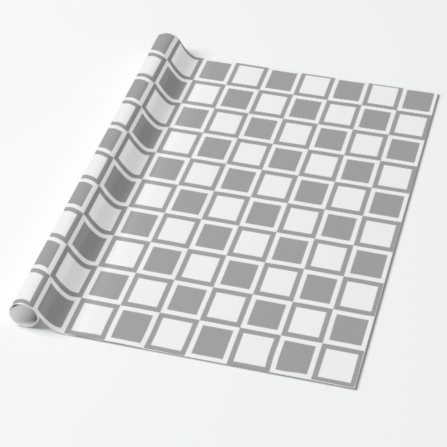 Papel De Regalo Cuadrados de mod negrita gris (Desenrollado)