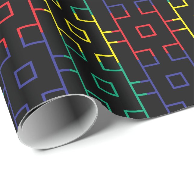 Papel De Regalo Cuadrados espectrales (Esquina del rollo)