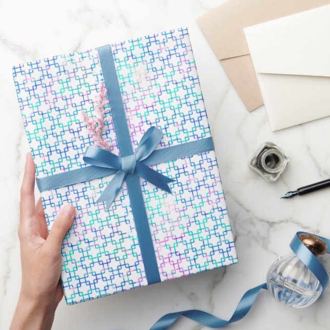 Papel De Regalo Cuadrados gráficos rosa y azul (Regalar)