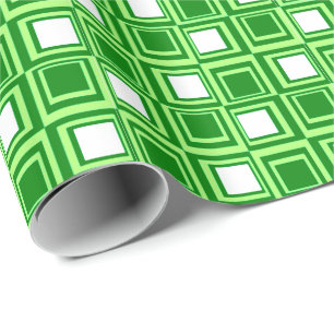 Papel De Regalo Cuadrados modernos, esmeralda y verde lima