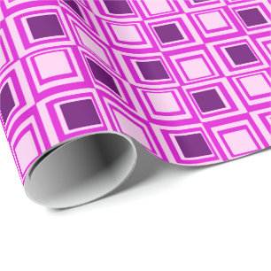 Papel De Regalo Cuadrados modernos, rosa, orquídea y púrpura
