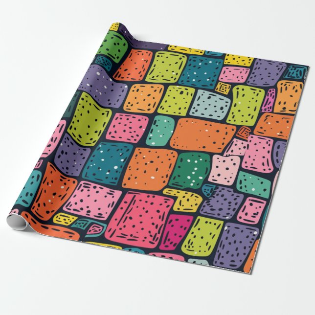 Papel De Regalo Cuadrados negrita (Desenrollado)