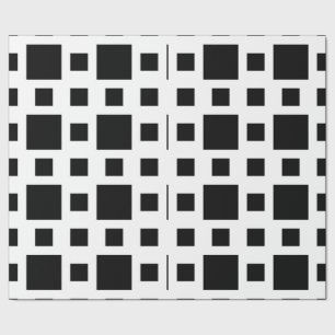 Papel De Regalo Cuadrados Negros Geométricos