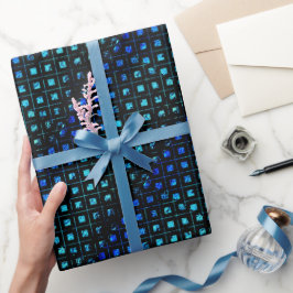 Papel De Regalo Cuadrados pequeños geométricos brillantes Verde az