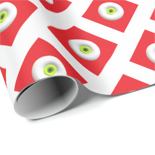 Papel De Regalo Cuadrados rojos con formas de donut blancos arte g