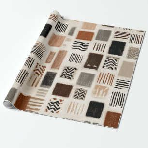 Papel De Regalo Cuadrícula abstracta de Earthy Boho - Textura de m