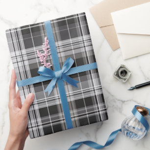 Papel De Regalo Cuadrícula de Carbón Gris Moderno Patrón de Cuadro