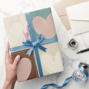 Papel De Regalo Cuadrícula de Corazones a Cuadros