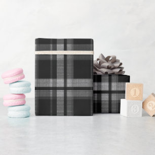 Papel De Regalo Cuadrícula Industrial Gris Negra de Acero con Patr