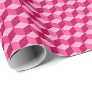 Papel De Regalo Cuadrícula moderna de diamantes, fucsia y rosa cl