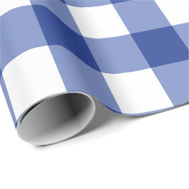 Papel De Regalo Cuadro azul clásico de gingham a escala media