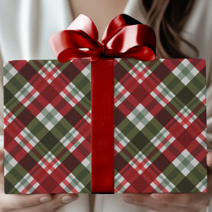 Papel De Regalo Cuadro Clásico Festivo de Navidad al Estilo Tartán