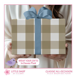 Papel De Regalo Cuadro de búfalo beige clásico