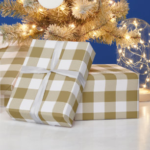Papel De Regalo Cuadro de búfalo dorado y blanco