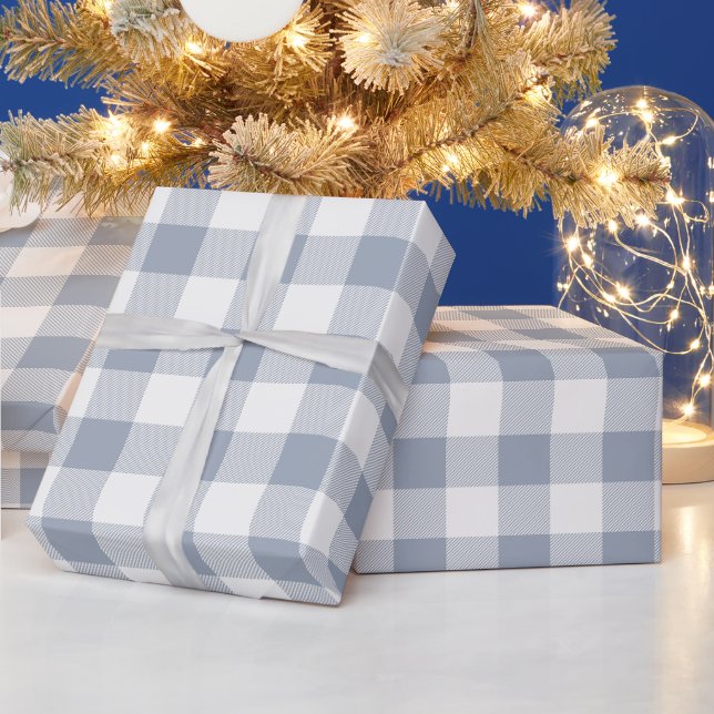Papel De Regalo Cuadro de búfalo gris y blanco (Vacaciones)