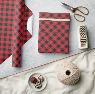 Papel De Regalo Cuadro de Búfalo Rojo