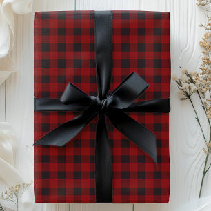 Papel De Regalo Cuadro de Búfalo Rojo y Negro