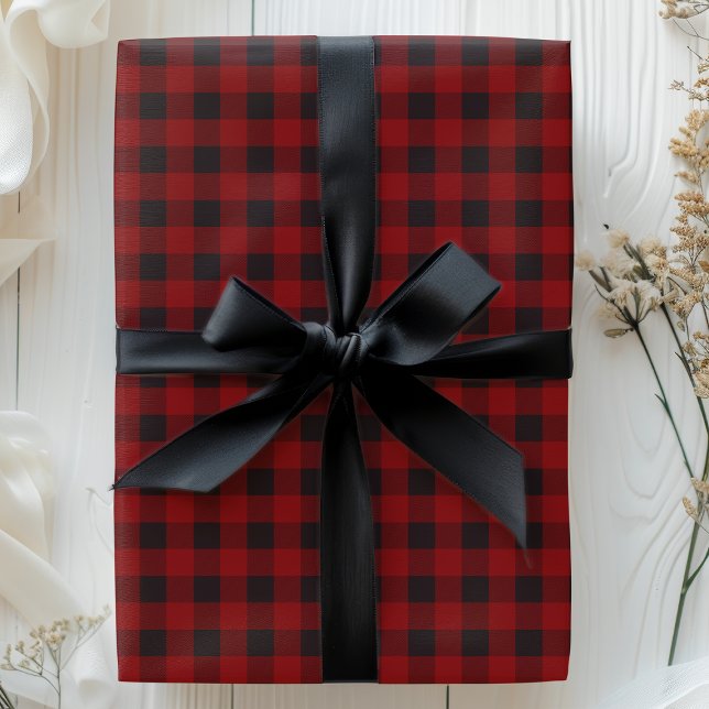 Papel De Regalo Cuadro de Búfalo Rojo y Negro (Subido por el creador)