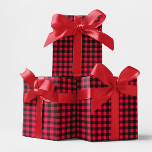 Papel De Regalo Cuadro de Buffalo Clásico Rojo y Negro
