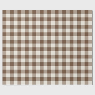 Papel De Regalo Cuadro de Gingham Clásico Marrón para Picnic
